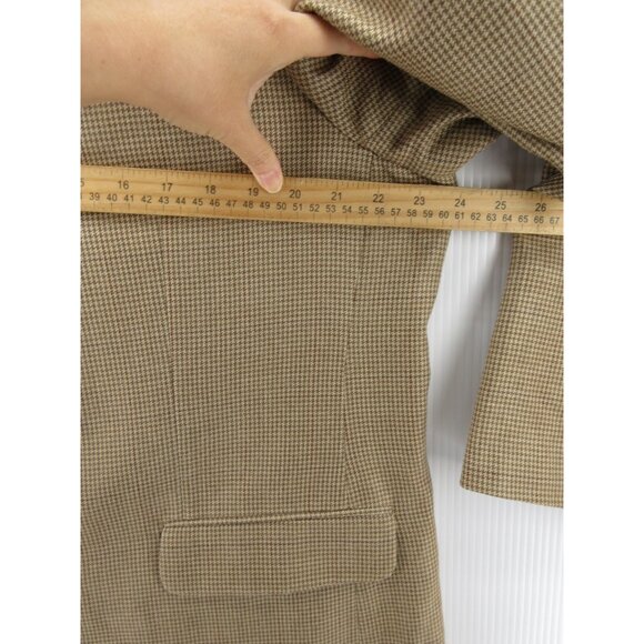 Ralph Lauren Sport Coat 46 Long Tan Blazer Silk Wool Houndstooth * - Picture 6 of 14